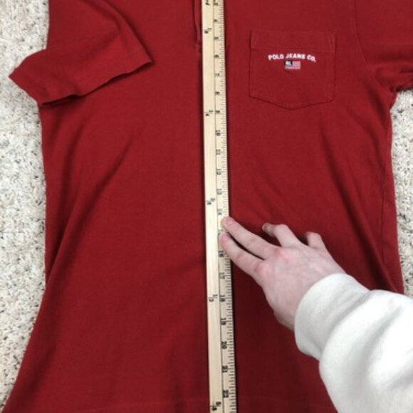POLO JEANS CO RALPH LAUREN VTG 90s Adult Polo Shirt Medium Red Casual Spell Out - Picture 6 of 7